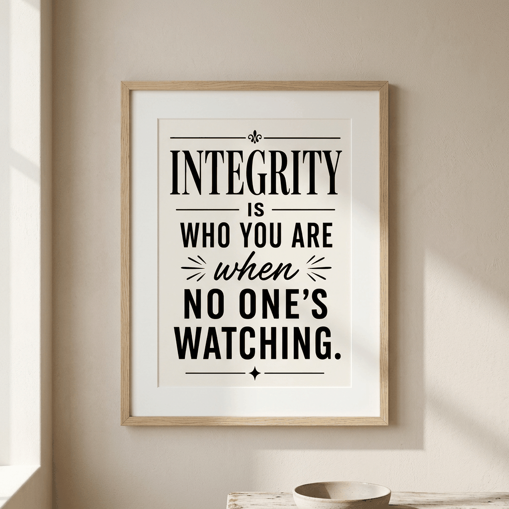 Inspirational Wall Art | Integrity Is Who You Are When No One's Watching | Office Quote Poster | Leadership Affirmation Print | Entrepreneur Gift