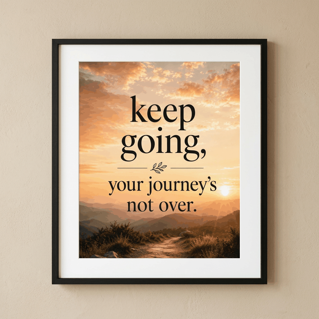 Inspirational Wall Art | Keep Going Your Journey's Not Over | Sunrise Affirmation Poster | 3 Editions | Recovery & Hard Season Gift