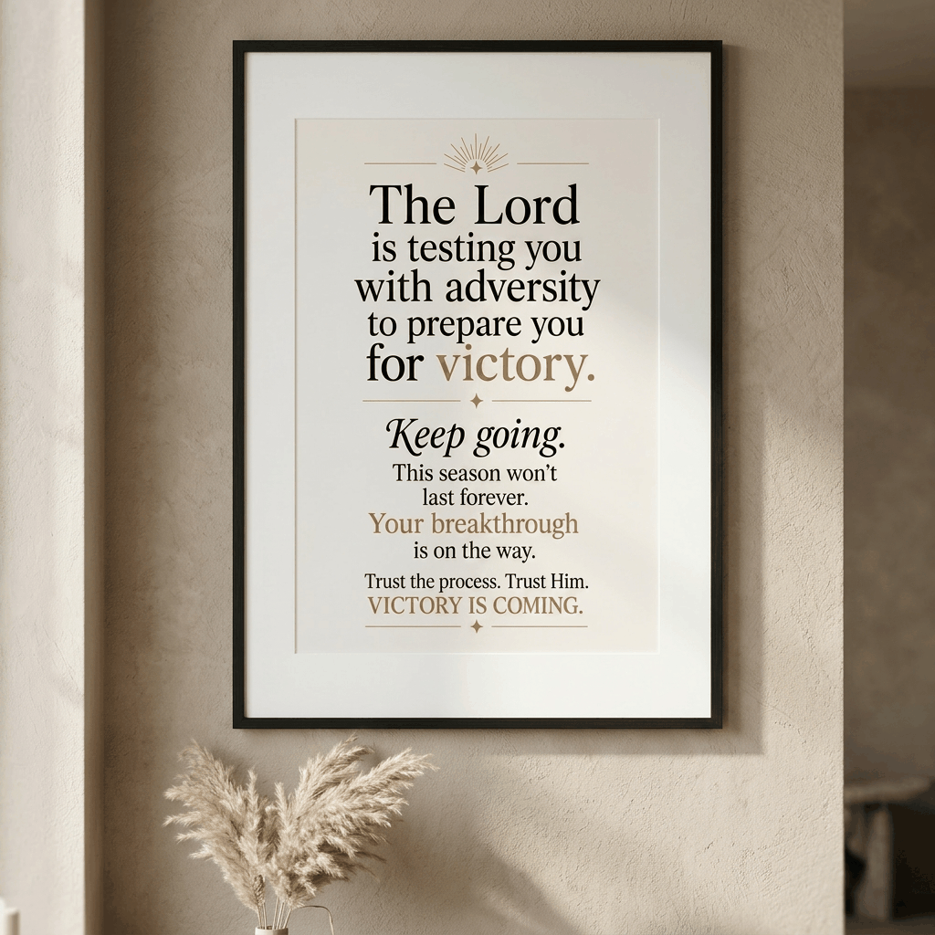 Bible Verse Wall Art | The Lord Is Testing You For Victory | Christian Scripture Print | Faith Over Fear Poster | Religious Home Decor Gift