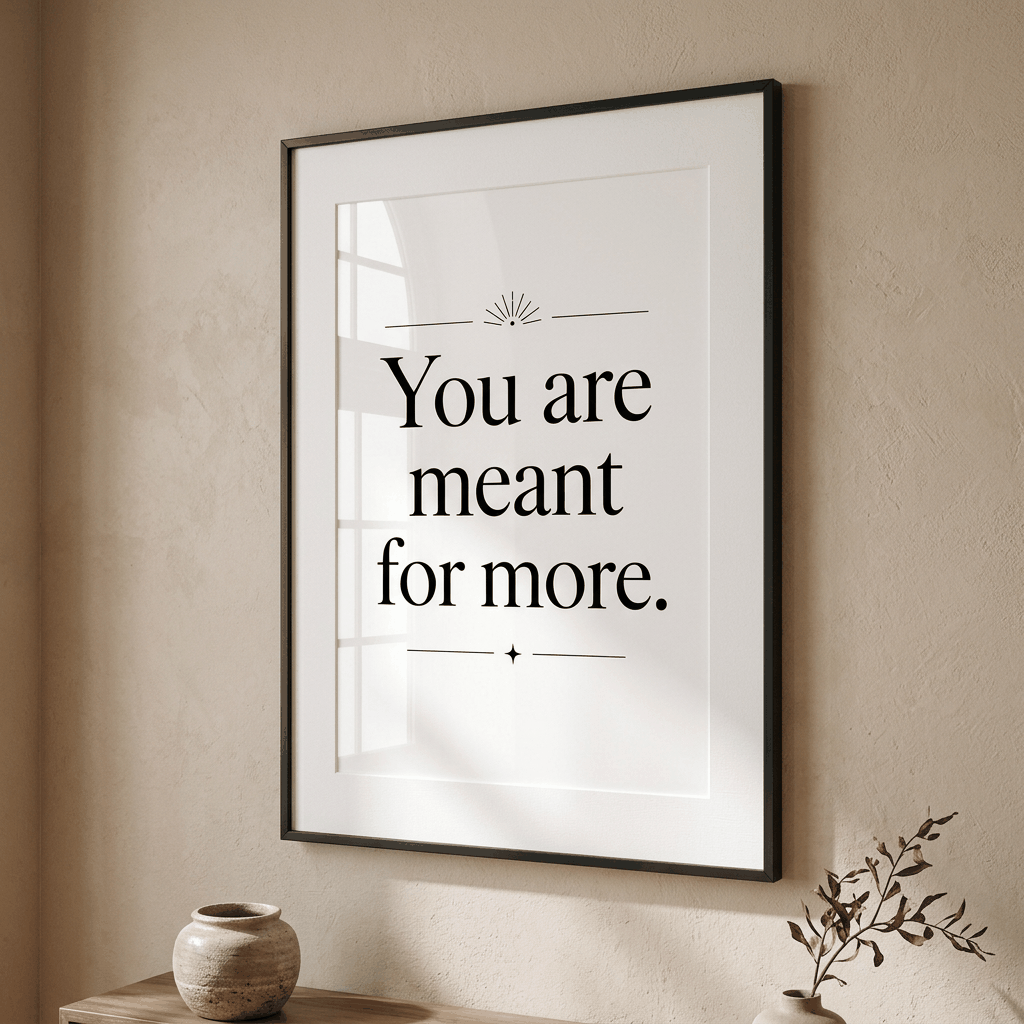 Manifestation Wall Art | You Are Meant For More | Minimalist Affirmation Poster | Black & White Bedroom & Office Decor Gift